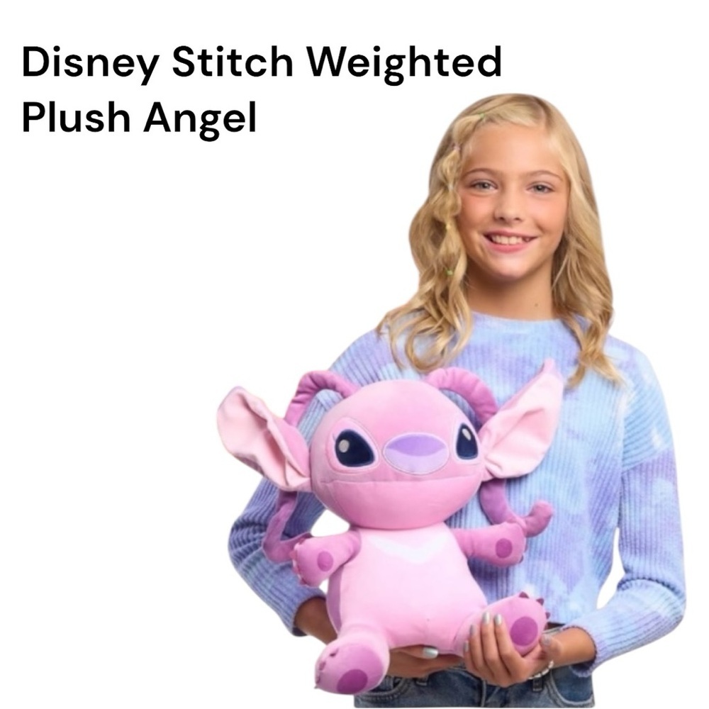 NWT Disney Stitch Comfort Weighted Plush Angel, 14” Pink & Purple Stuffed Animal